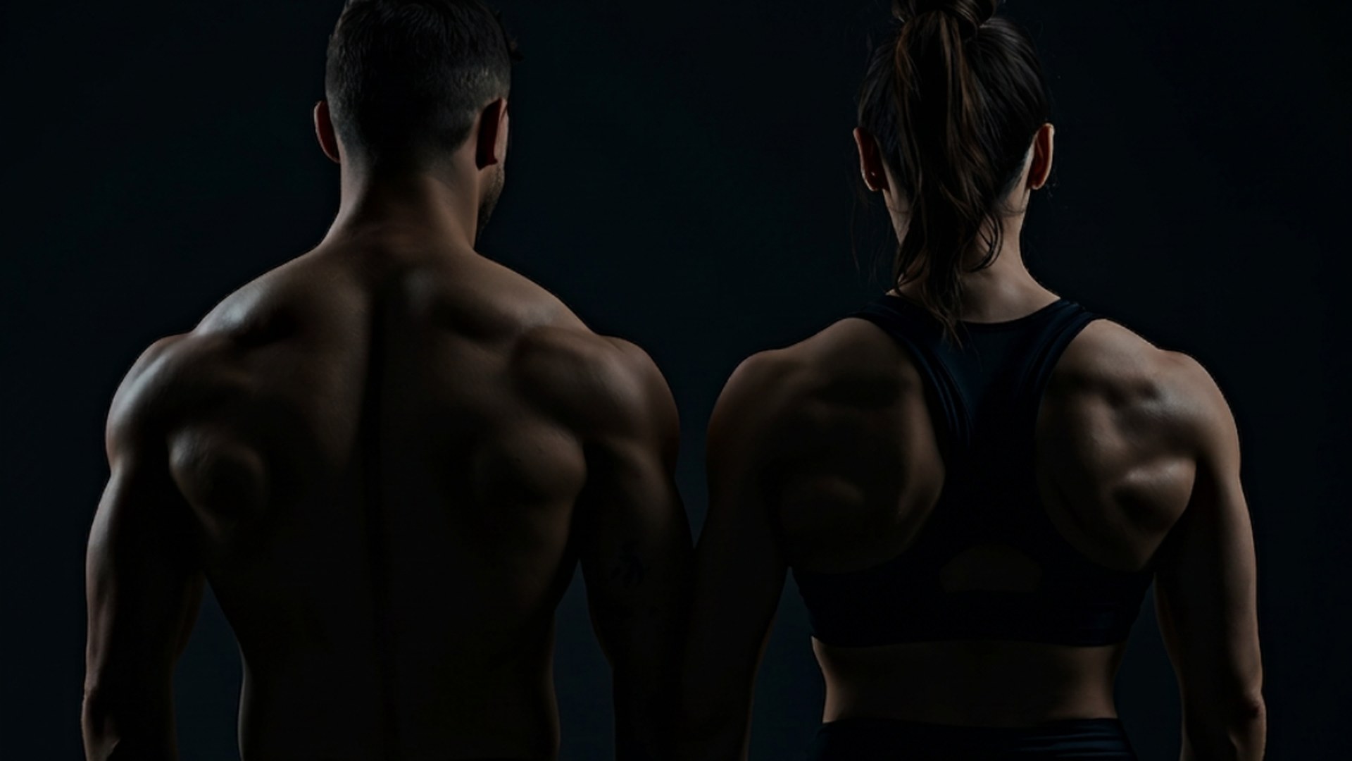 Athletic back and shoulders in dark studio lighting at The Recovery Cave, performance recovery facility